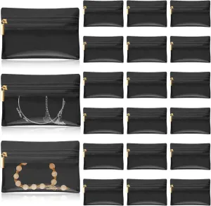 Uiifan 36 Pcs Travel Jewelry Bag Bulk Zipper Jewelry Pouch Flannel Portable Pocket Organizer for Necklace Earring Women Gift