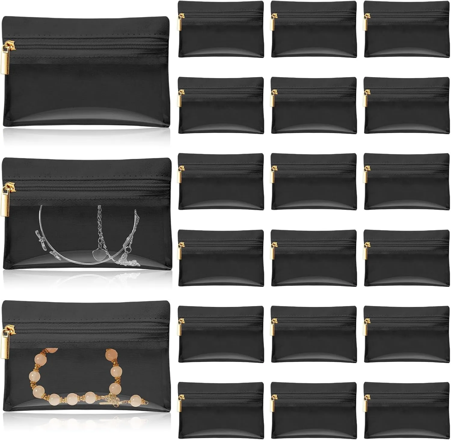 Uiifan 36 Pcs Travel Jewelry Bag Bulk Zipper Jewelry Pouch Flannel Portable Pocket Organizer for Necklace Earring Women Gift