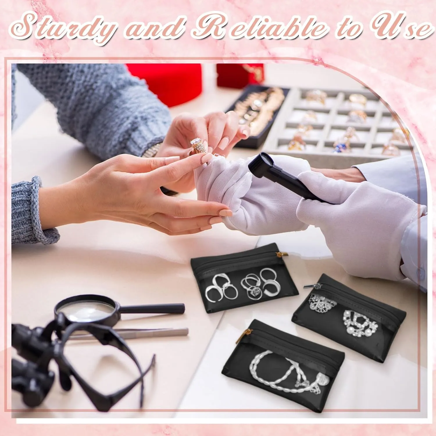 Uiifan 36 Pcs Travel Jewelry Bag Bulk Zipper Jewelry Pouch Flannel Portable Pocket Organizer for Necklace Earring Women Gift