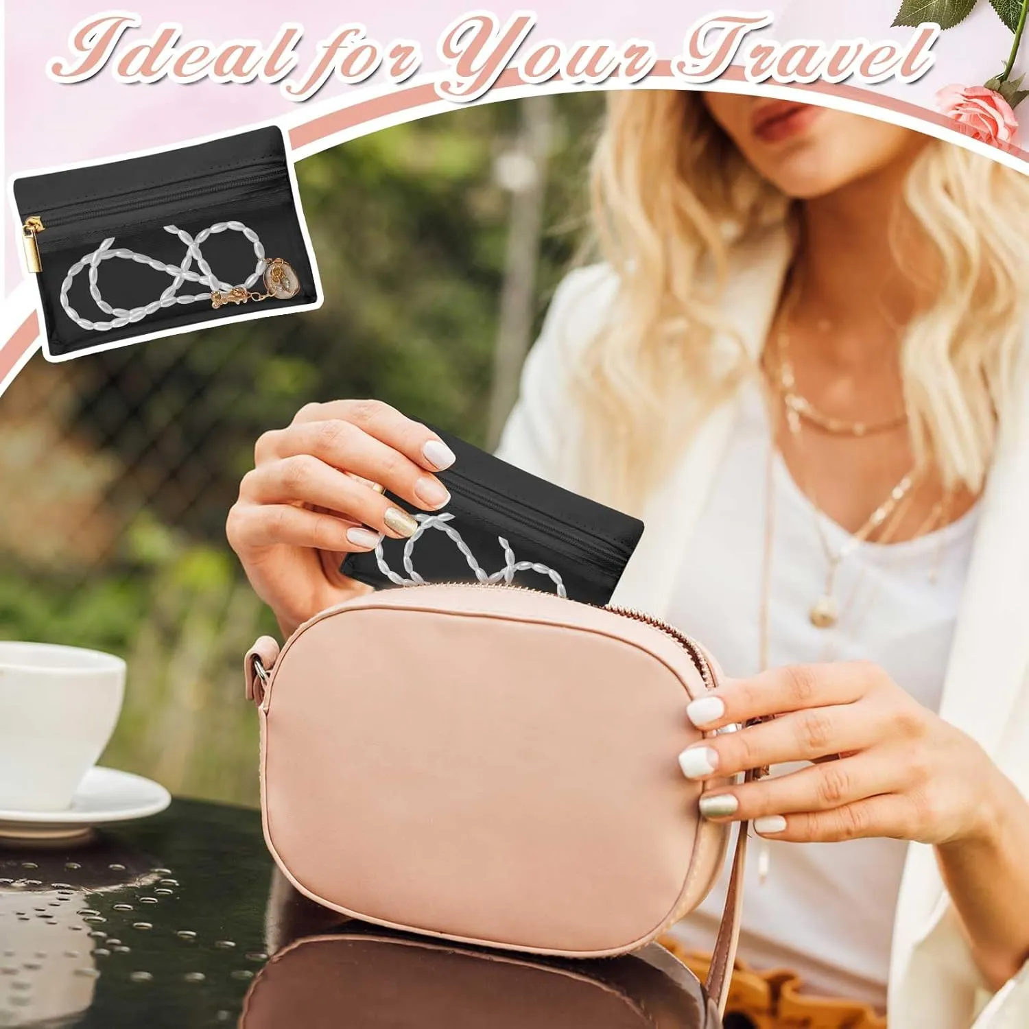 Uiifan 36 Pcs Travel Jewelry Bag Bulk Zipper Jewelry Pouch Flannel Portable Pocket Organizer for Necklace Earring Women Gift