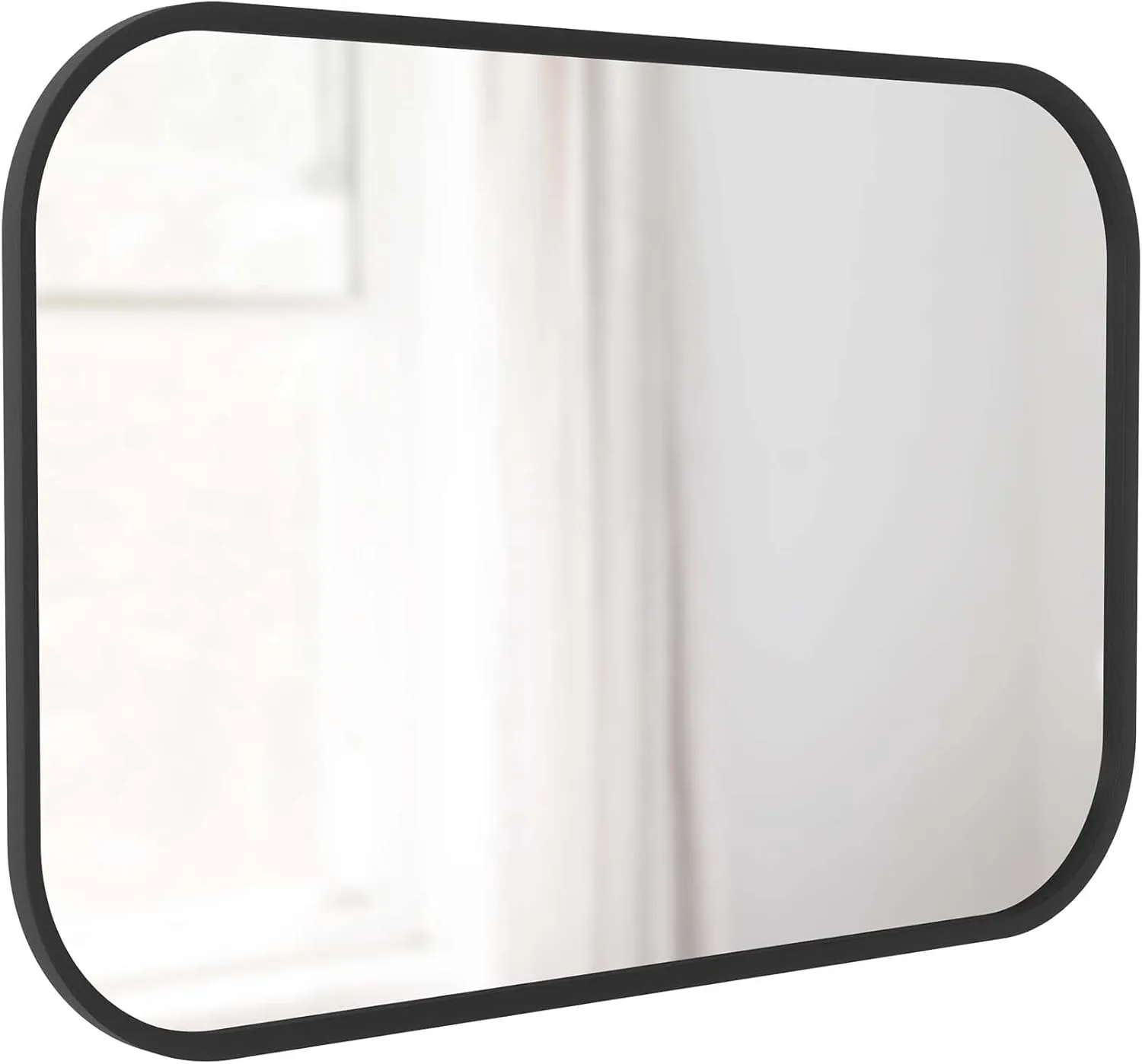 Umbra Hub Rectangular Wall Mirror with Rubber Frame, Modern Decor for Entryways, Washrooms, Living Rooms, Black