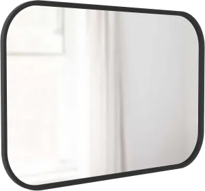 Umbra Hub Rectangular Wall Mirror with Rubber Frame, Modern Decor for Entryways, Washrooms, Living Rooms, Black