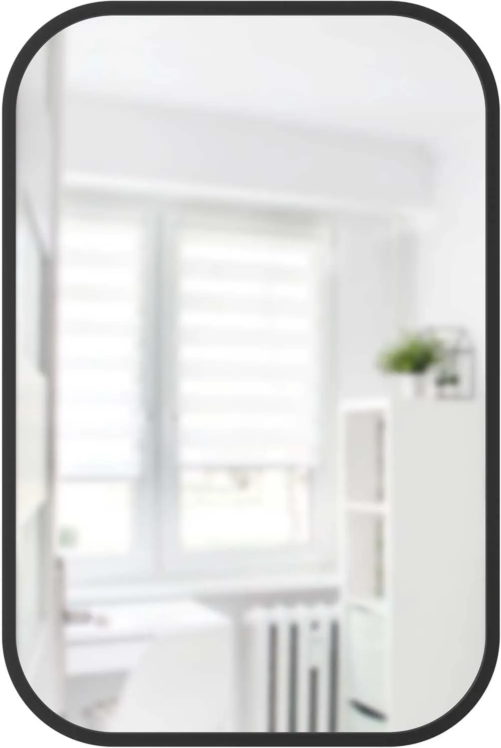 Umbra Hub Rectangular Wall Mirror with Rubber Frame, Modern Decor for Entryways, Washrooms, Living Rooms, Black