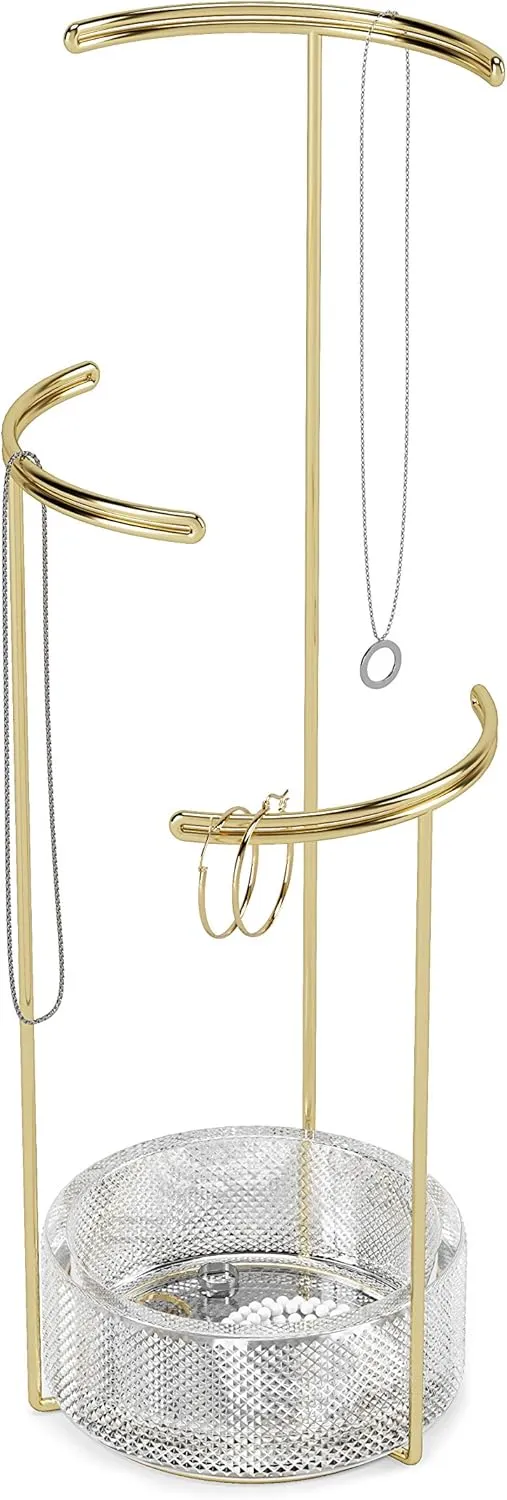 Umbra Tesora Jewelry Organizer and Jewelry Stand with Glass Base