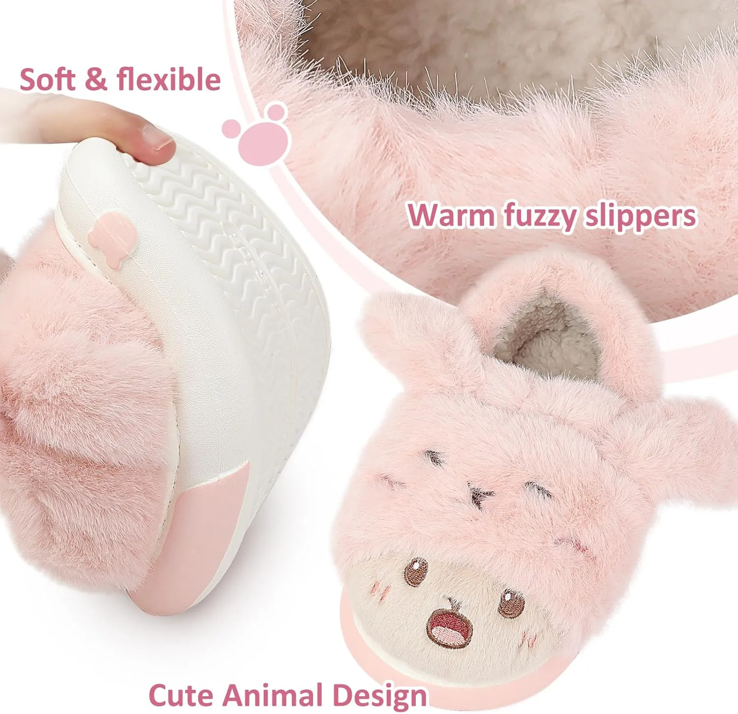 Unisex Kids Toddler Slippers - Brown, Fuzzy, Playful, Cartoon Animal Themed - Panda & Sloth Motifs - Soft Plush, Warm, Anti-Slip EVA Soles - Perfect for Indoor, Outdoor & Casual Wear