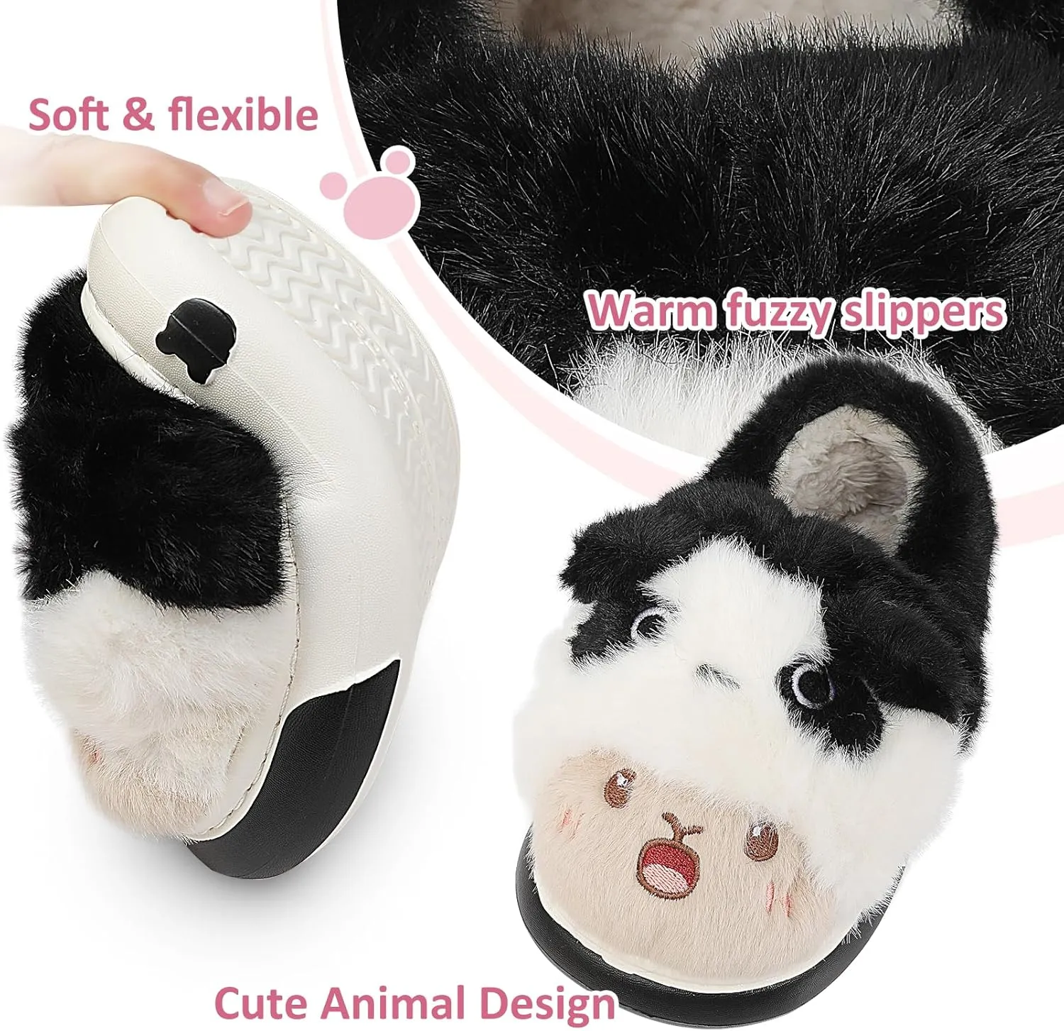 Unisex Kids Toddler Slippers - Brown, Fuzzy, Playful, Cartoon Animal Themed - Panda & Sloth Motifs - Soft Plush, Warm, Anti-Slip EVA Soles - Perfect for Indoor, Outdoor & Casual Wear