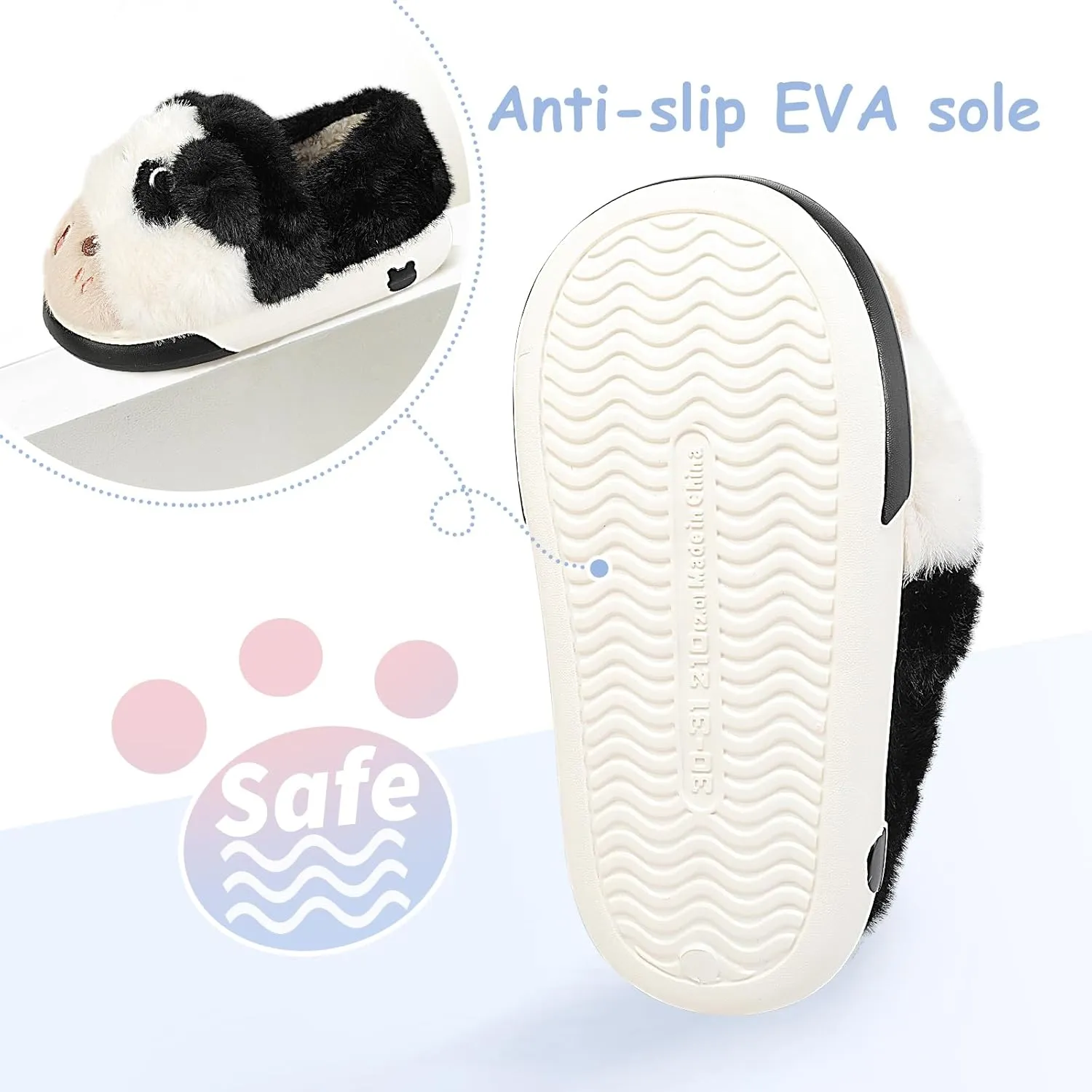 Unisex Kids Toddler Slippers - Brown, Fuzzy, Playful, Cartoon Animal Themed - Panda & Sloth Motifs - Soft Plush, Warm, Anti-Slip EVA Soles - Perfect for Indoor, Outdoor & Casual Wear