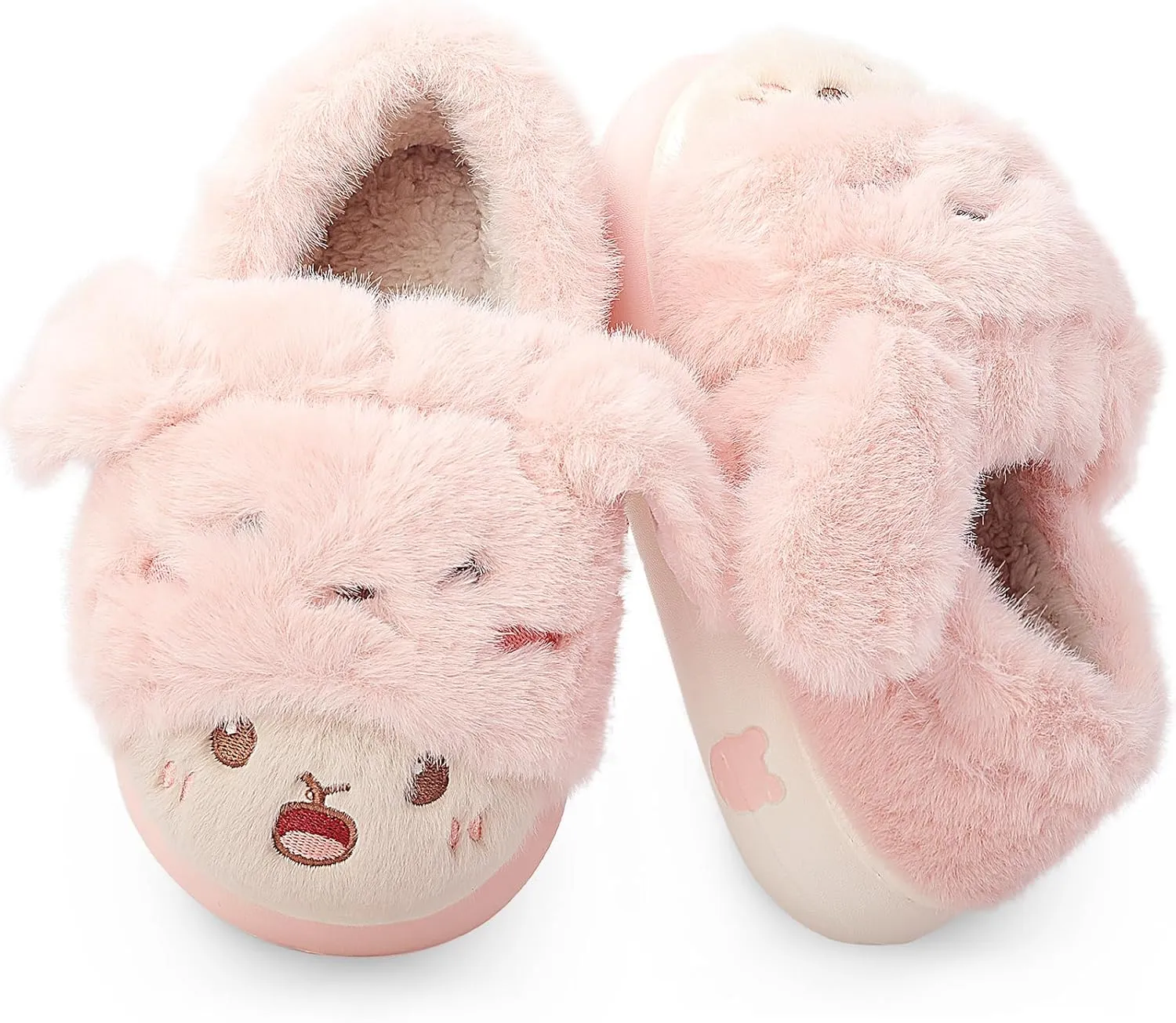 Unisex Kids Toddler Slippers - Brown, Fuzzy, Playful, Cartoon Animal Themed - Panda & Sloth Motifs - Soft Plush, Warm, Anti-Slip EVA Soles - Perfect for Indoor, Outdoor & Casual Wear
