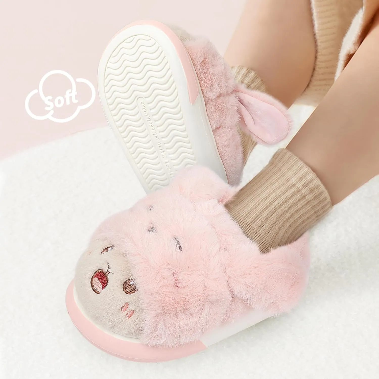 Unisex Kids Toddler Slippers - Brown, Fuzzy, Playful, Cartoon Animal Themed - Panda & Sloth Motifs - Soft Plush, Warm, Anti-Slip EVA Soles - Perfect for Indoor, Outdoor & Casual Wear