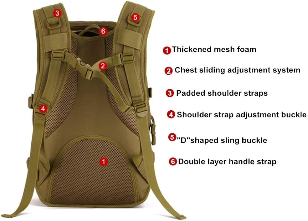 UNISTRENGH 40L Military Tactical Backpack MOLLE Assault Daypack Pack Gear Rucksack Large WR Bag Sport Outdoor for Hunting Camping Trekking, CP Camouflage