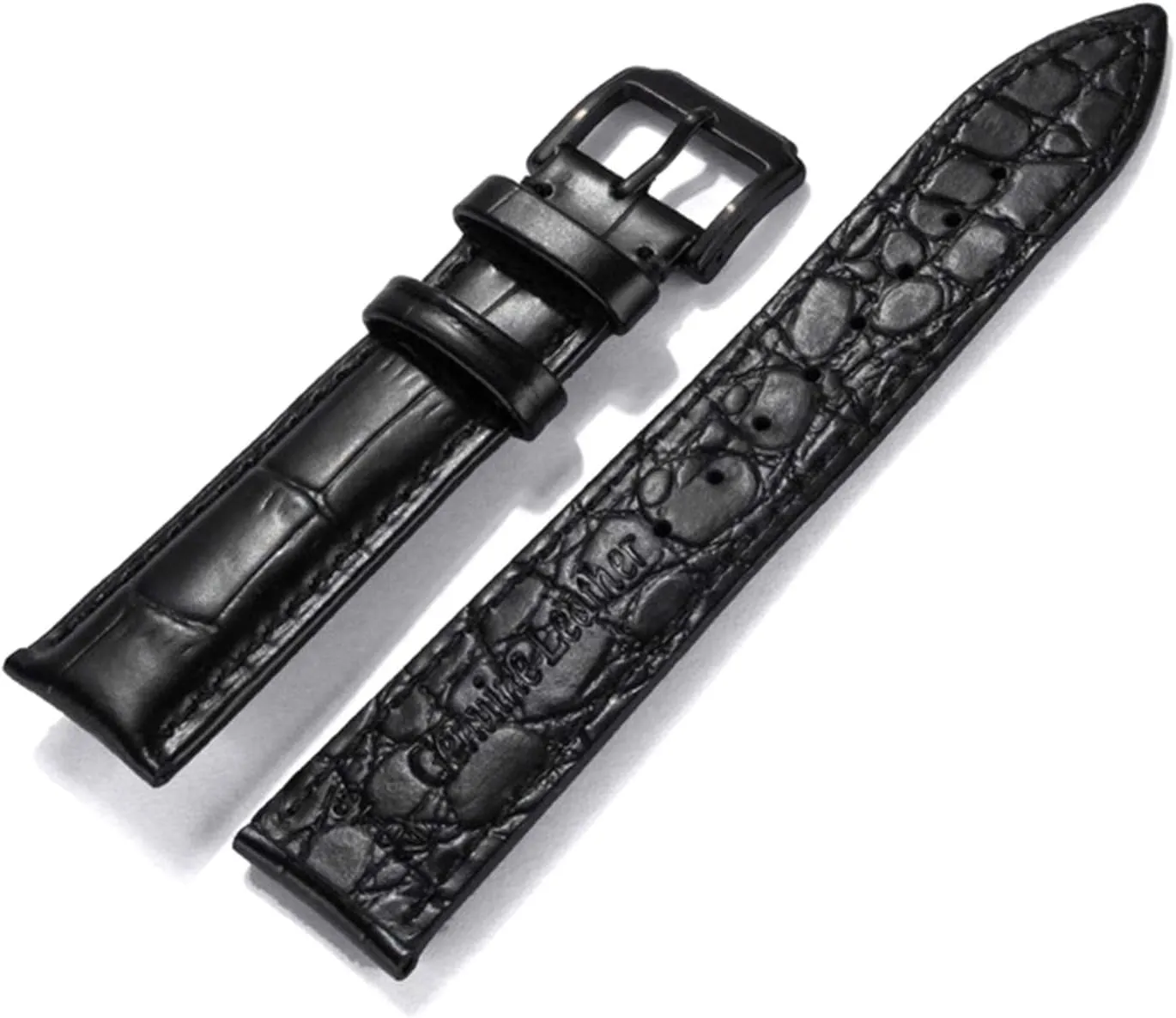Universal Strap,16mm/18mm/20mm/22mm Alligator Full-Grain Texture Cowhide Watchband Stainless Steel Pin Buckle Classic Watch Strap Replacement(Type 2,22mm)