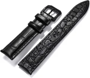 Universal Strap,16mm/18mm/20mm/22mm Alligator Full-Grain Texture Cowhide Watchband Stainless Steel Pin Buckle Classic Watch Strap Replacement(Type 2,22mm)