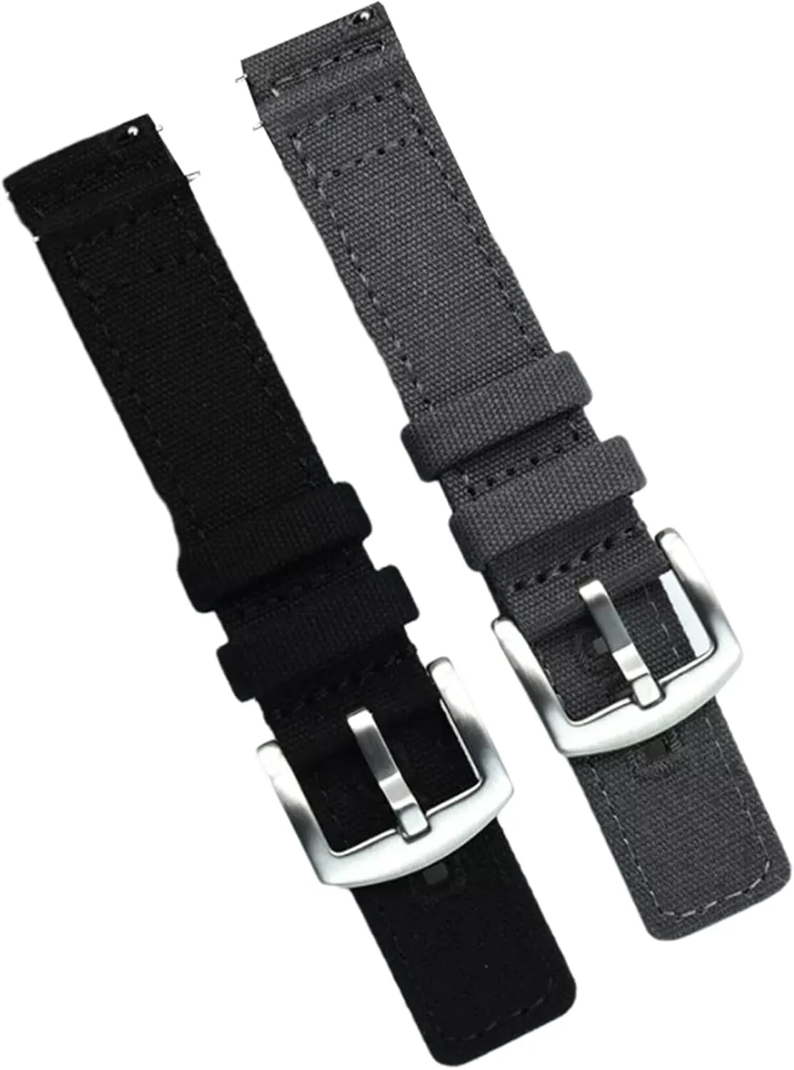 Universal Strap,20mm-22mm Quick Release Nylon Canvas Nato Military Watch Band with Polished Stainless Buckle for Dial Quartz Watch
