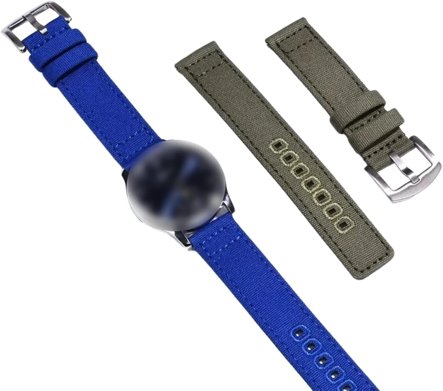 Universal Strap,20mm-22mm Quick Release Nylon Canvas Nato Military Watch Band with Polished Stainless Buckle for Dial Quartz Watch
