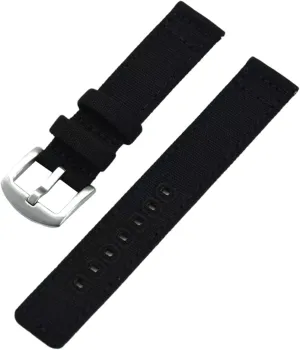 Universal Strap,20mm-22mm Quick Release Nylon Canvas Nato Military Watch Band with Polished Stainless Buckle for Dial Quartz Watch(Black,22mm)