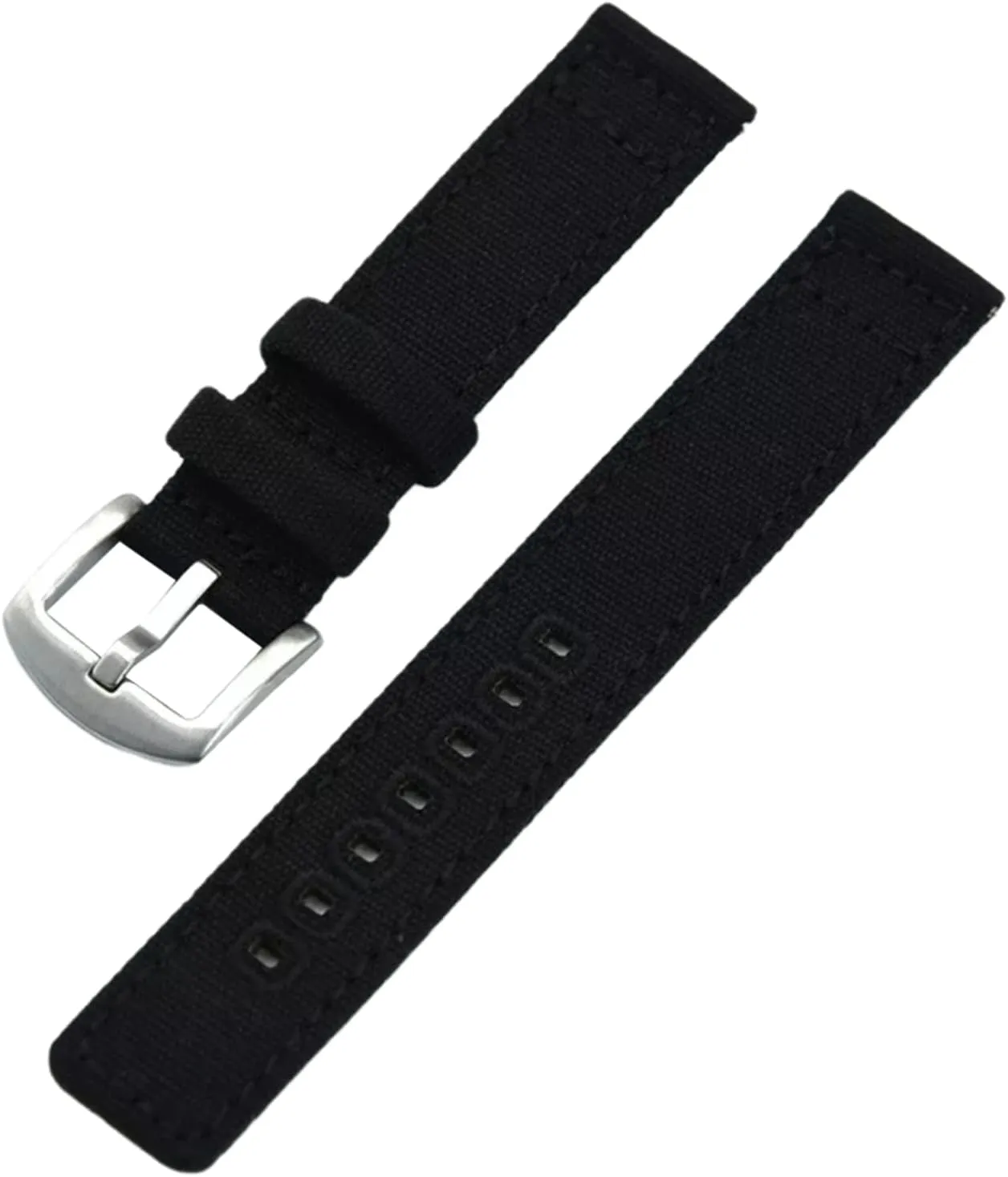Universal Strap,20mm-22mm Quick Release Nylon Canvas Nato Military Watch Band with Polished Stainless Buckle for Dial Quartz Watch(Black,22mm)