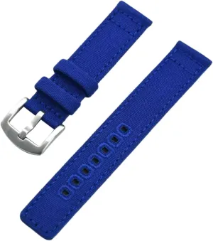 Universal Strap,20mm-22mm Quick Release Nylon Canvas Nato Military Watch Band with Polished Stainless Buckle for Dial Quartz Watch(Blue,20mm)