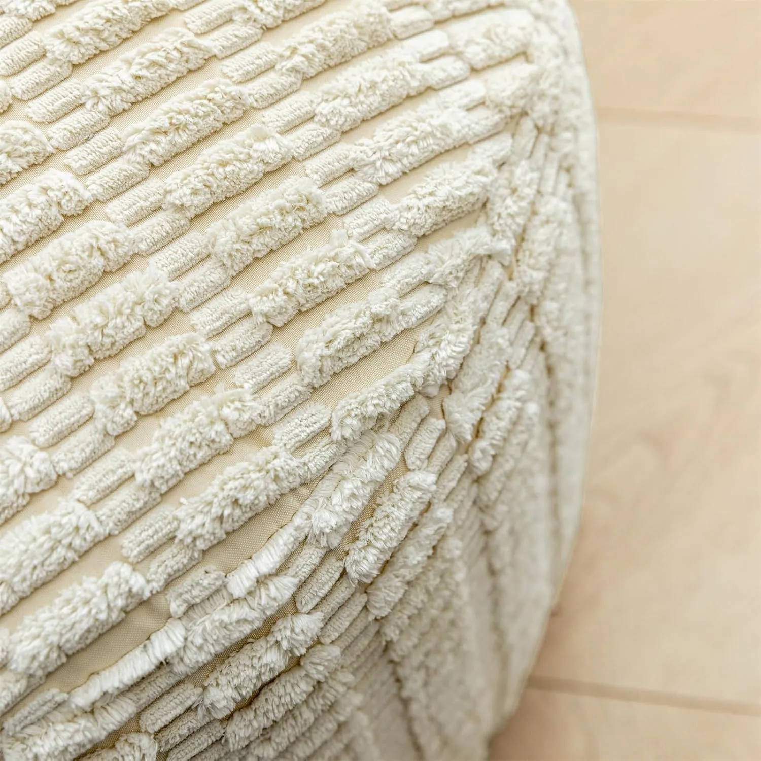 Unstuffed Ottoman Pouf Round Foot Rest Poof Ottoman No Filler Floor Foot Stool Pouf Bean Bag Cover with Storage for Living Room Bedroom