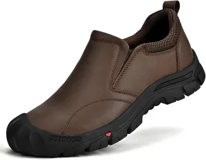 UPIShi Men's Waterproof Slip On Leather Hiking Outdoor Walking Casual Loafers Work Shoes