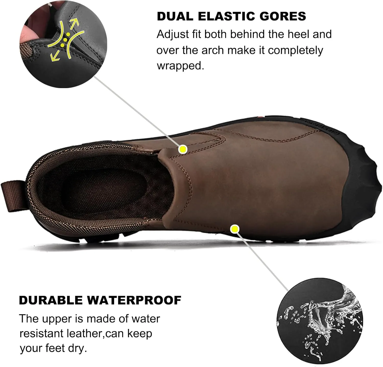 UPIShi Men's Waterproof Slip On Leather Hiking Outdoor Walking Casual Loafers Work Shoes