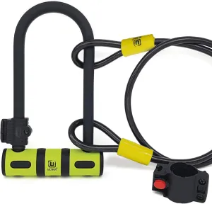 Urban UR80150B Bike U Lock - Heavy Duty Bicycle Lock with Cable Lock – High-Security Anti-Theft U Lock for Bikes, Motorcycles & Scooters – Hardened Steel & Double Locking Mechanism