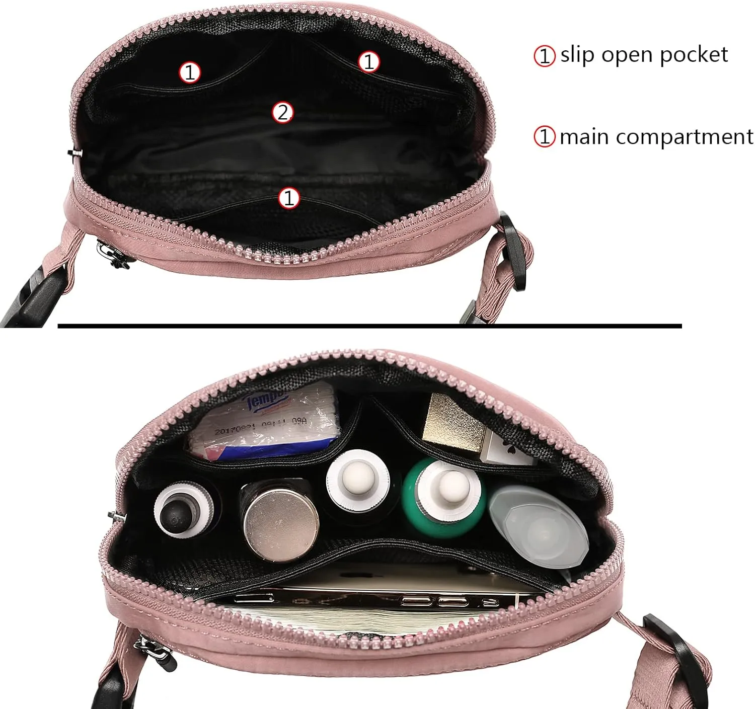 Uromee Fanny Packs for Women Crossbody Belt Bag Nylon Fashion Waist Bag Lightweight Everywhere Travel Running Hiking Adjustable Strap