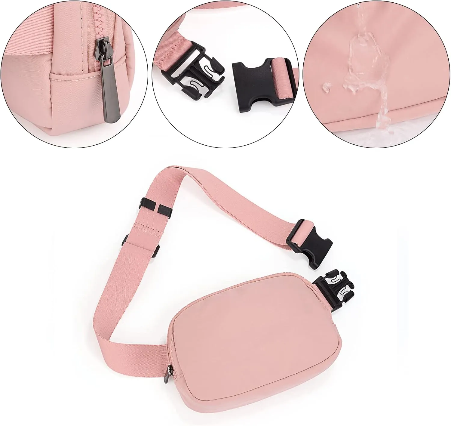 Uromee Fanny Packs for Women Crossbody Belt Bag Nylon Fashion Waist Bag Lightweight Everywhere Travel Running Hiking Adjustable Strap