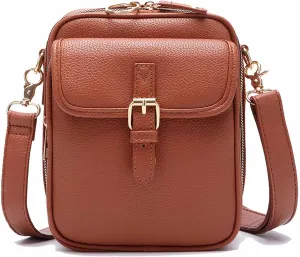 Urvash Crossbody Leather Bag, Anti Theft, Vintage Leather, with Two Compartments and 10 Card Slots for Women