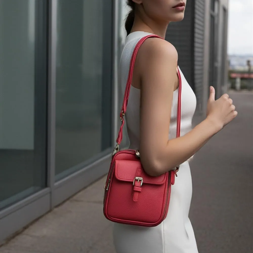 Urvashi Crossbody Leather Bag, Tojoyride Vintage Crossbody Bag for Women Men, Leather Shoulder Purse with 10 Card Slots