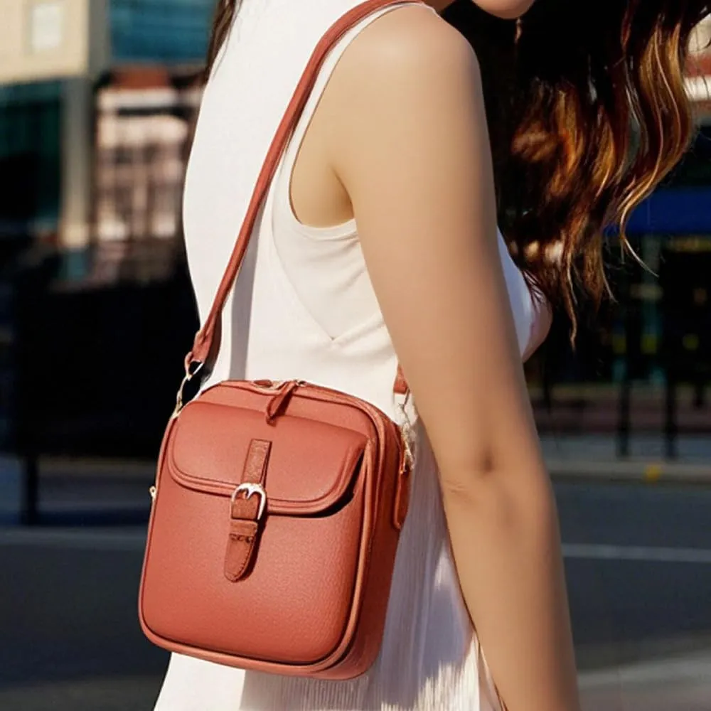 Urvashi Crossbody Leather Bag, Tojoyride Vintage Crossbody Bag for Women Men, Leather Shoulder Purse with 10 Card Slots