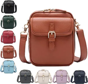 Urvashi Crossbody Leather Bag, Tojoyride Vintage Crossbody Bag for Women Men, Leather Shoulder Purse with 10 Card Slots