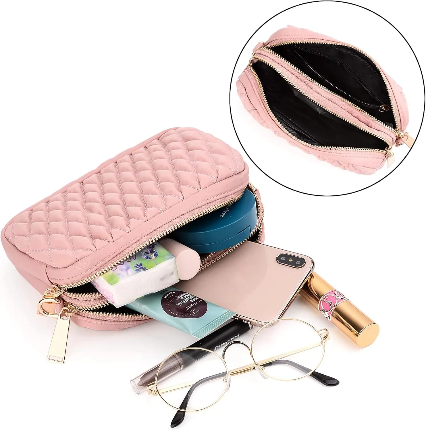 UTO Fanny Pack for Women 5 Ways Convertible Chest Bag Waterproof Fashion Lightweight Travel Waist Pack Purse