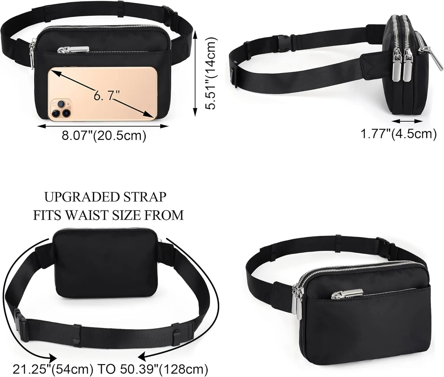 UTO Fanny Pack for Women Crossbody Trendy Fashion Belt Purse Chest Waist Hip Bumbag for Outdoor Shopping Travel Hiking