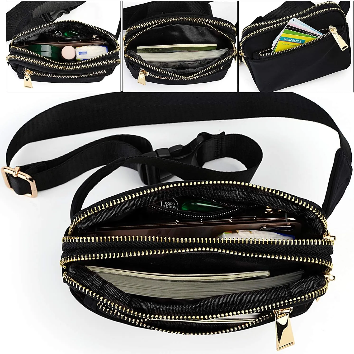 UTO Fanny Pack for Women Crossbody Trendy Fashion Belt Purse Chest Waist Hip Bumbag for Outdoor Shopping Travel Hiking