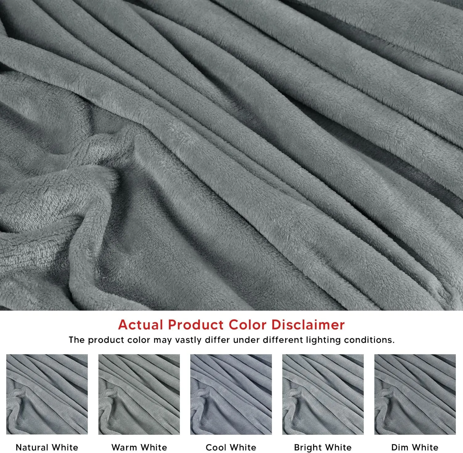 Utopia Bedding Cool Grey Fleece Blanket Queen Size Fuzzy Soft Anti-Static Microfiber Bed Blanket (90x90 Inch)
