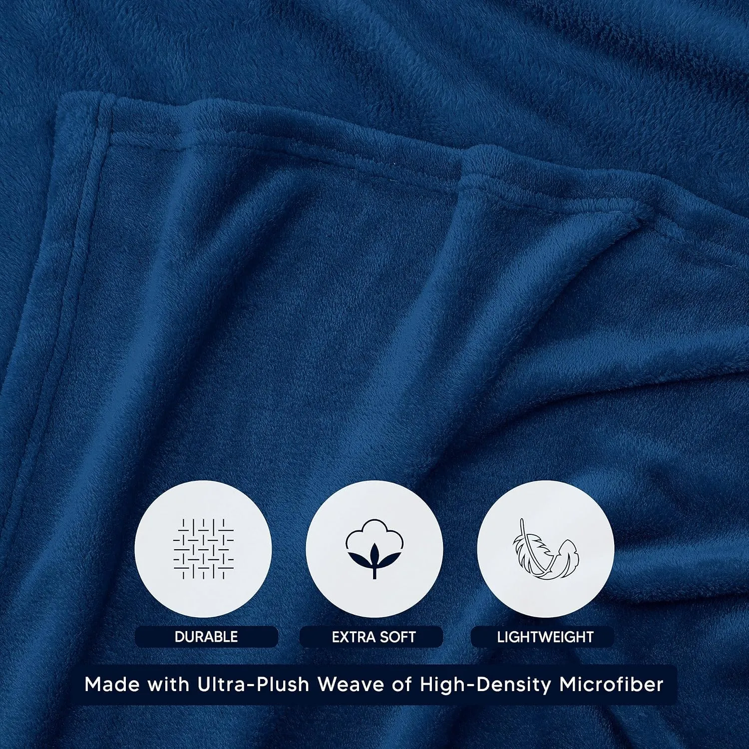 Utopia Bedding Navy Fleece Blanket Queen Size Lightweight Fuzzy Soft Anti-Static Microfiber Bed Blanket (90x90 Inch)