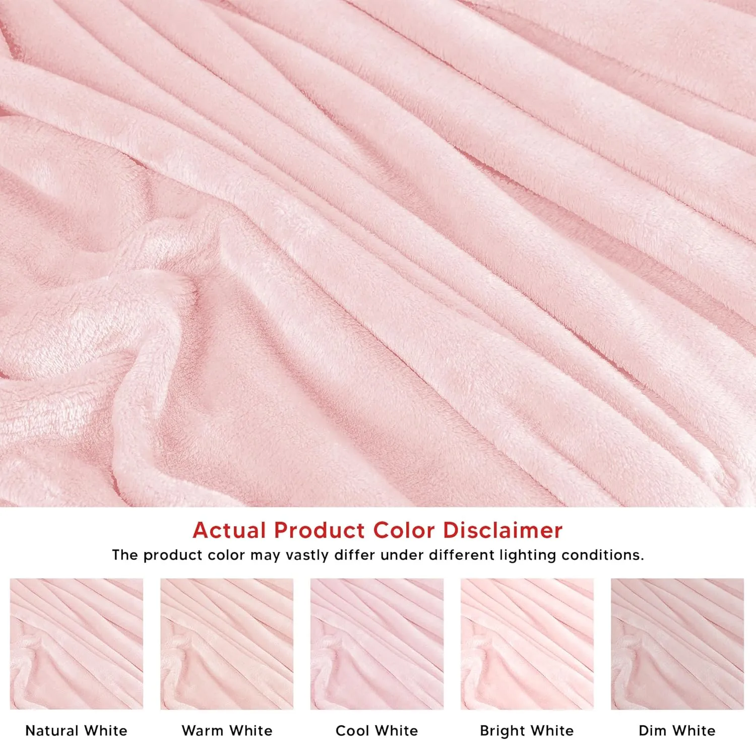 Utopia Bedding Pink Fleece Blanket Queen Size Fuzzy Soft Anti-Static Microfiber Bed Blanket (90x90 Inch)