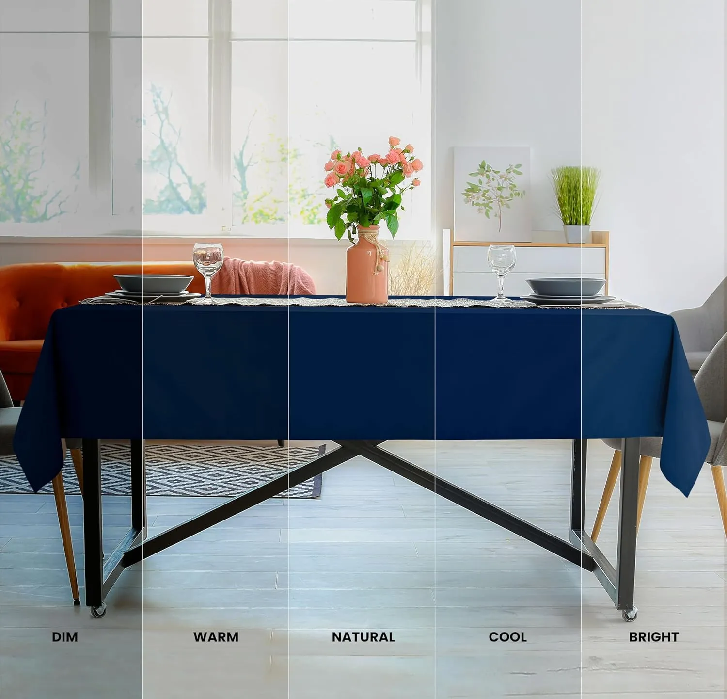 Utopia Kitchen 2 Pack 6 Foot Rectangle Table Cloth [60x102 Inches, Navy Blue] Stain and Wrinkle Resistant Tablecloth Washable Polyester Cover for Dining, Buffet Parties, Picnic and Weddings