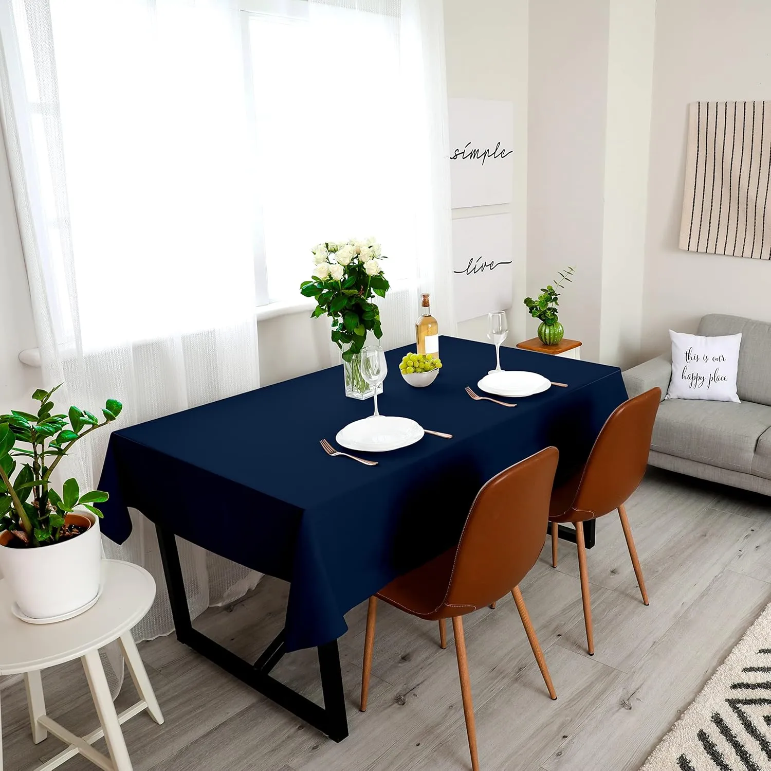 Utopia Kitchen 2 Pack 6 Foot Rectangle Table Cloth [60x102 Inches, Navy Blue] Stain and Wrinkle Resistant Tablecloth Washable Polyester Cover for Dining, Buffet Parties, Picnic and Weddings