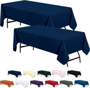 Utopia Kitchen 2 Pack 6 Foot Rectangle Table Cloth [60x102 Inches, Navy Blue] Stain and Wrinkle Resistant Tablecloth Washable Polyester Cover for Dining, Buffet Parties, Picnic and Weddings