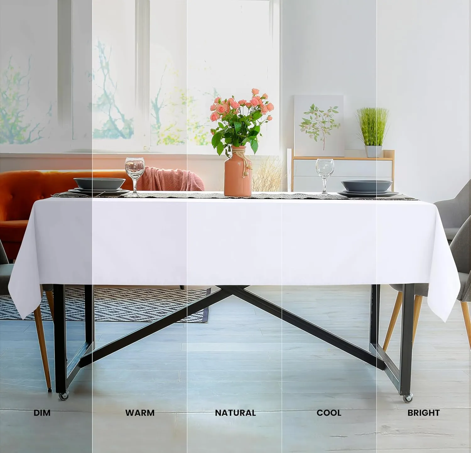 Utopia Kitchen 2 Pack 6 Foot Rectangle Table Cloth [60x102 Inches, White] Stain and Wrinkle Resistant Tablecloth Washable Polyester Cover for Dining, Buffet Parties, Picnic and Weddings