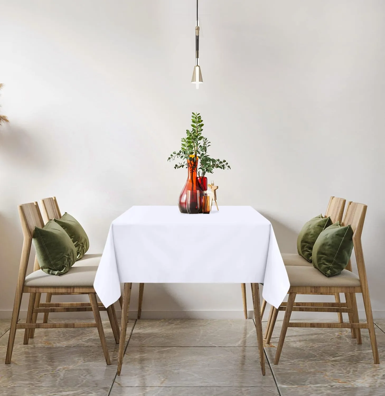 Utopia Kitchen 2 Pack 6 Foot Rectangle Table Cloth [90x132 Inches, White] Stain and Wrinkle Resistant Tablecloth Washable Polyester Cover for Dining, Buffet Parties, Picnic and Weddings