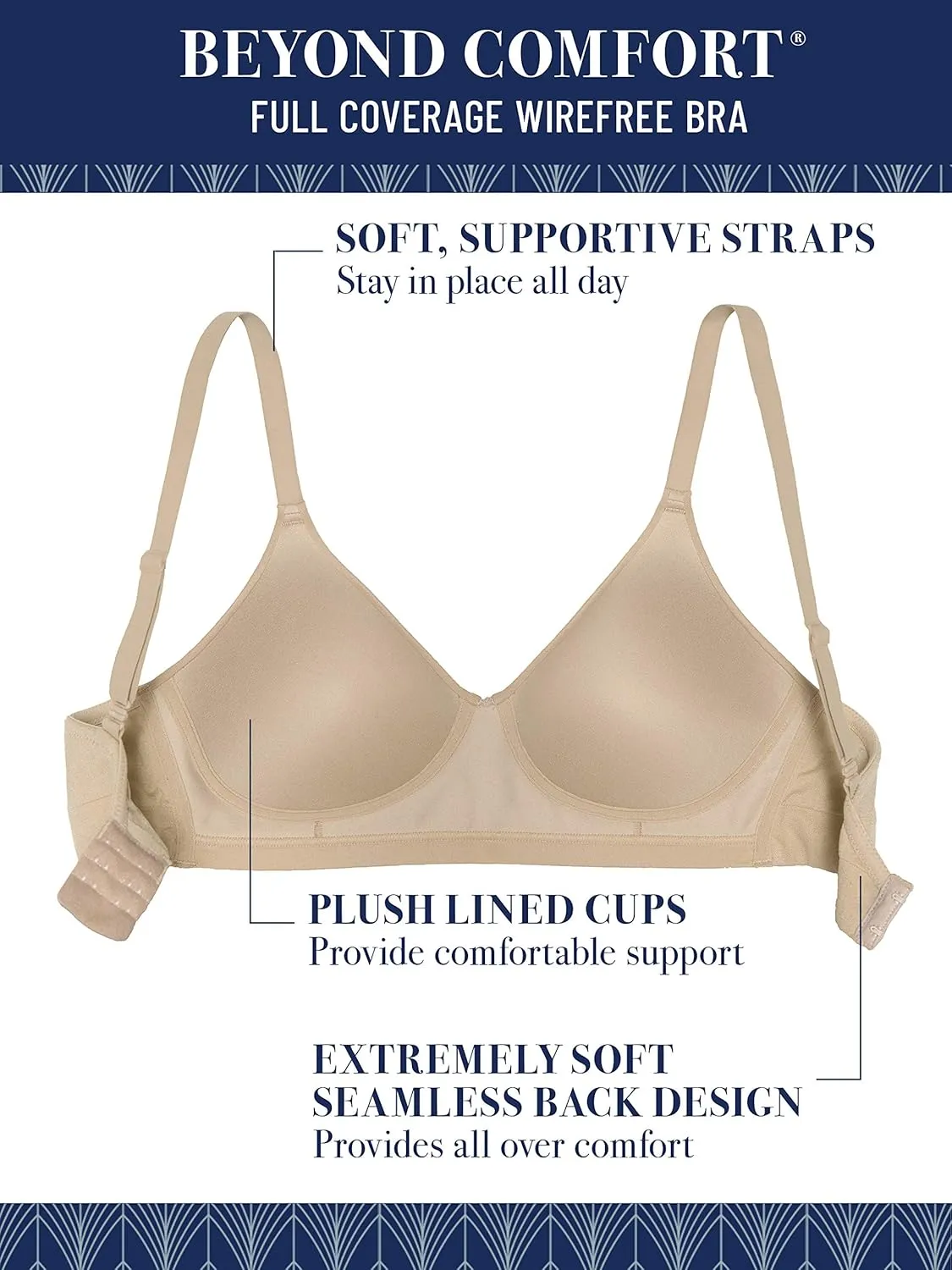 Vanity Fair Women's Wireless Beyond Comfort Bra with Seamless Back (34B-44DD)