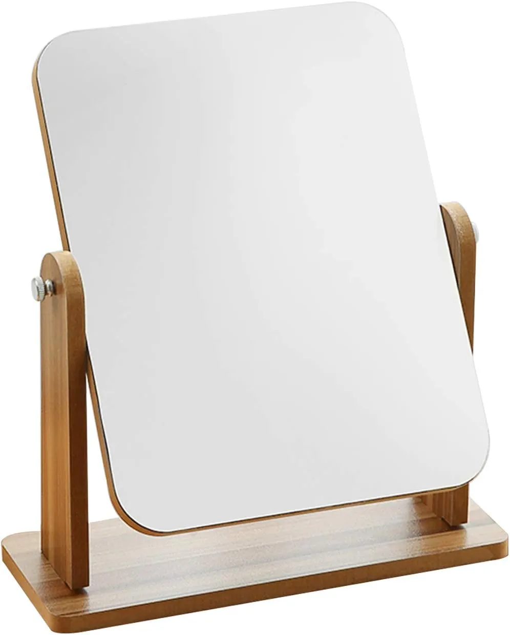 Vanity Mirror with Wooden Base, Dressing Table Makeup Mirror, 360° Rotatable, Free Standing Decorative Mirror Ornaments.(8.7" L x 6.7" W)