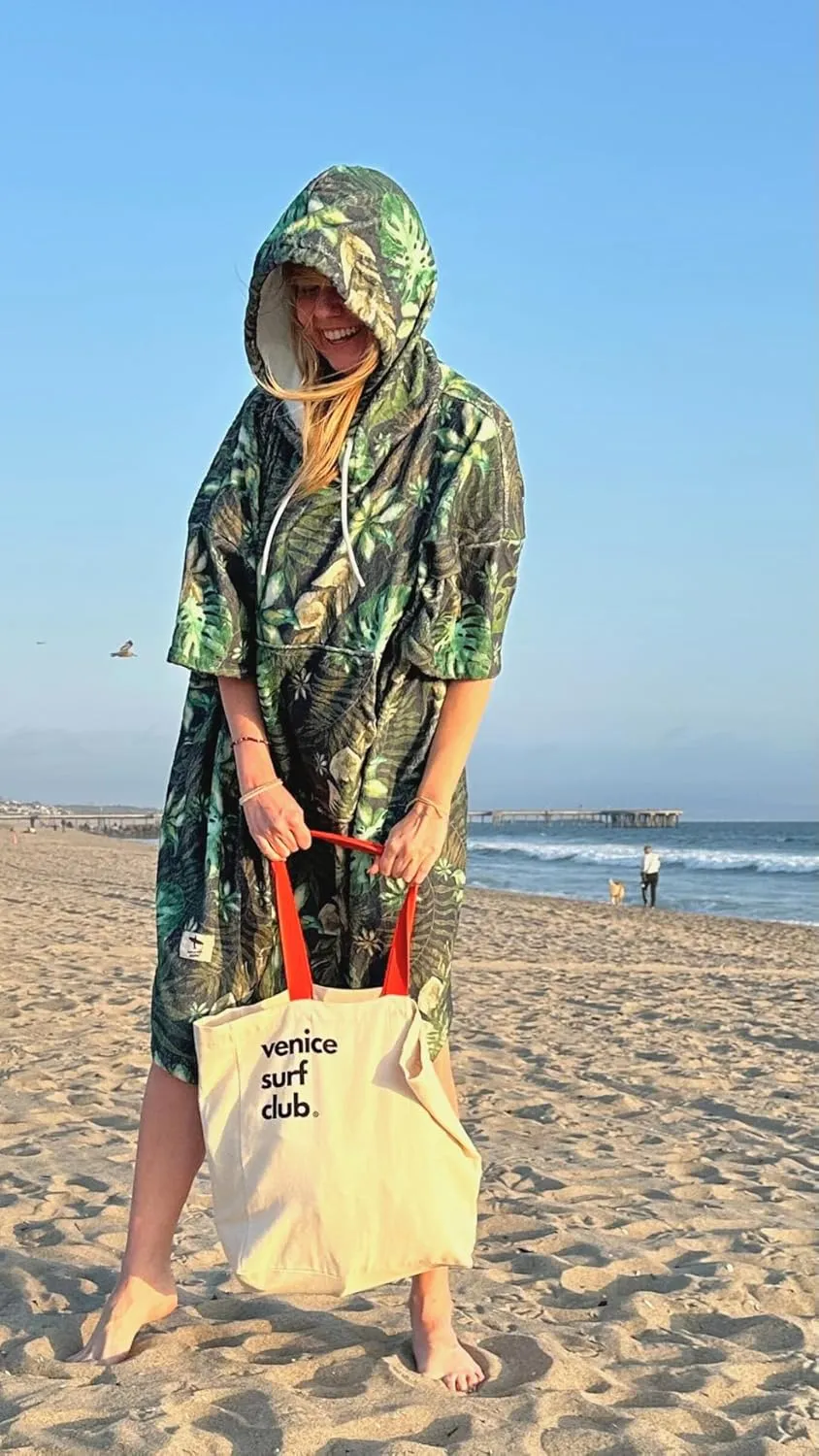 Venice Surf Club 100% Cotton Canvas Large Reusable Heavy Duty Printed Multi Purpose Beach Bag