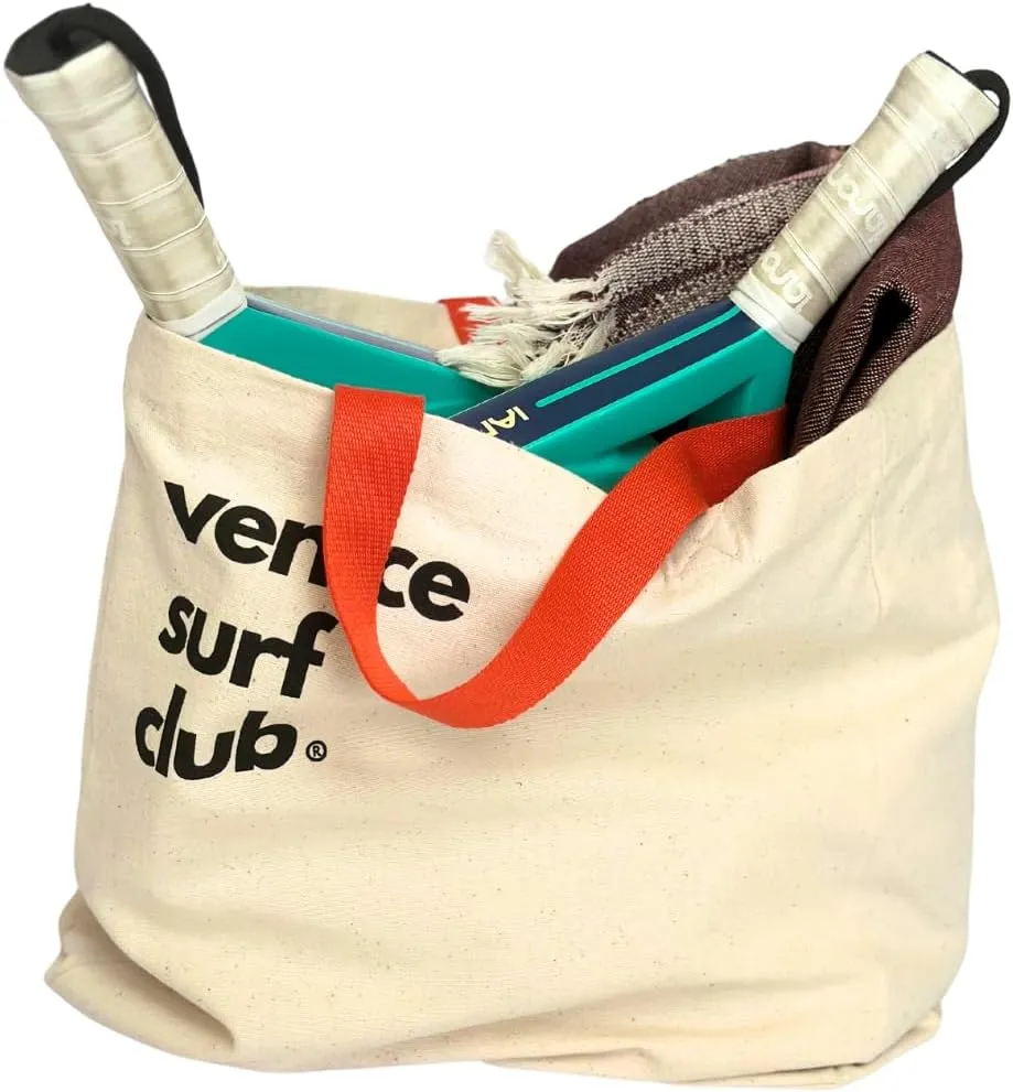 Venice Surf Club 100% Cotton Canvas Large Reusable Heavy Duty Printed Multi Purpose Beach Bag