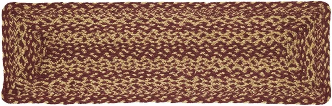 VHC Brands Burgundy Tan Jute Stair Tread