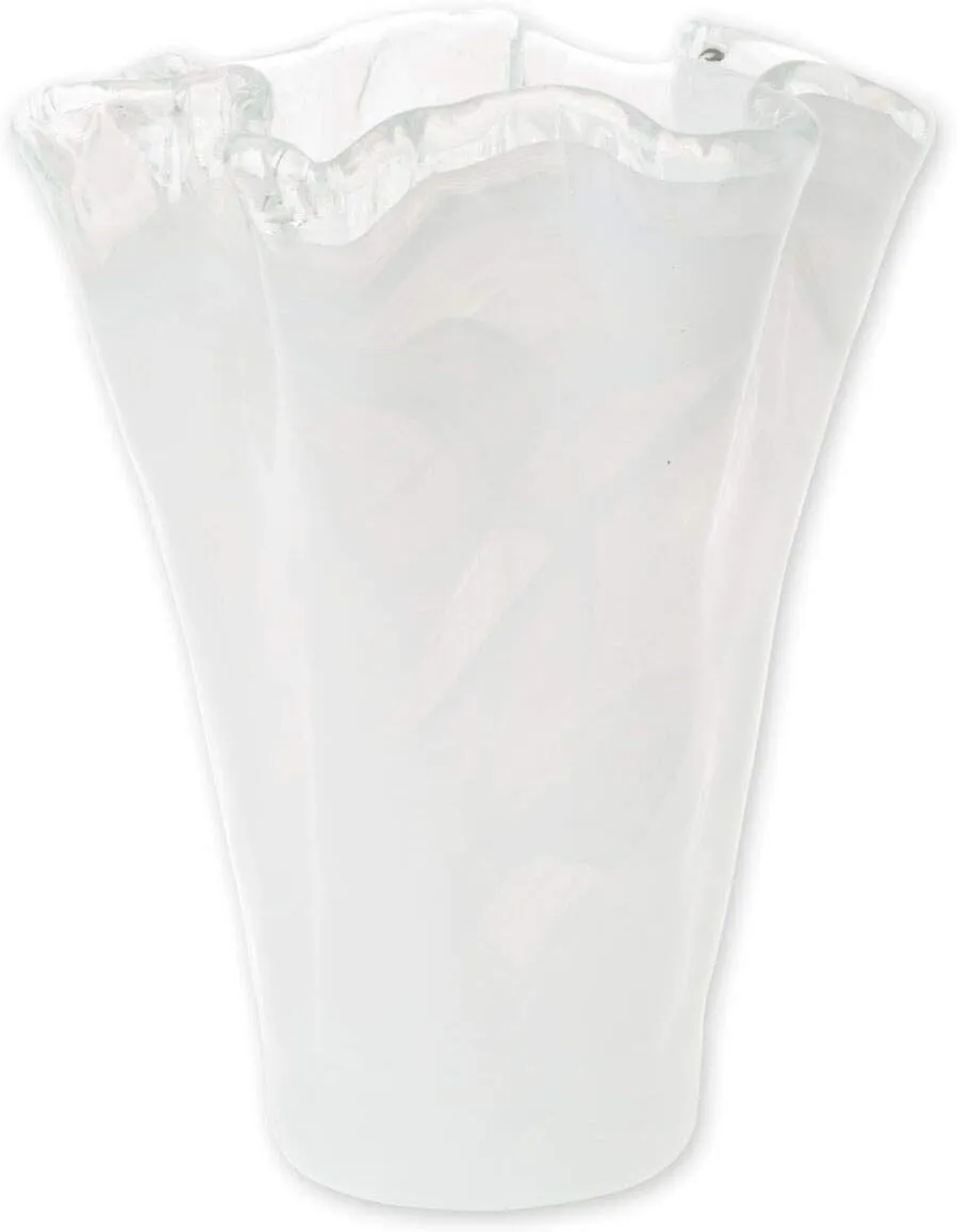 Vietri Onda Glass White Medium Vase, 10.75" H, Modern Rectangular Vase, Living Room Decor
