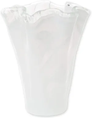 Vietri Onda Glass White Medium Vase, 10.75" H, Modern Rectangular Vase, Living Room Decor