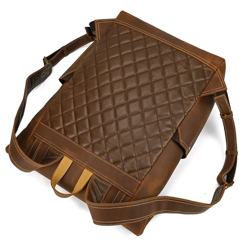 Vintage Leather Backpack for Men 16" Laptop Anti-Theft Design